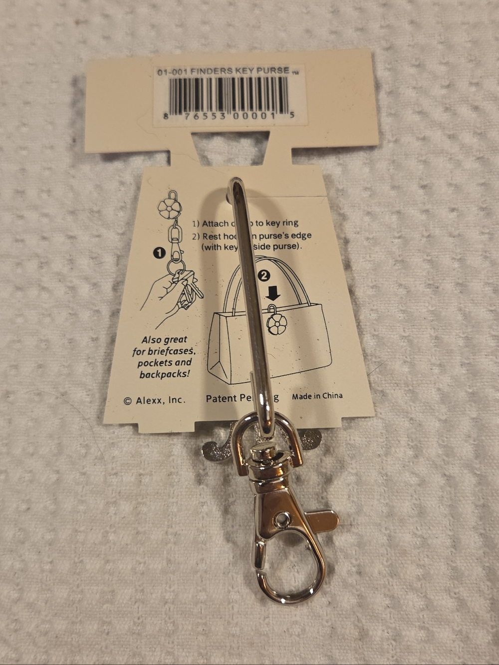 Fleur-de-Lis Silver Finders Key Purse Hook, Alexx, NEW - Picture 2 of 4